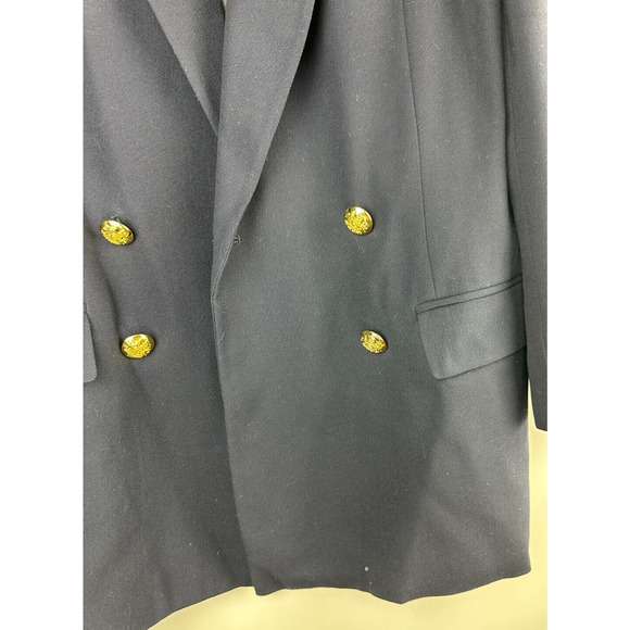 *Flawed Lauren Ralph Lauren Wool Double Breasted Blazer Suit Jacket Navy Size 14 - Picture 11 of 16